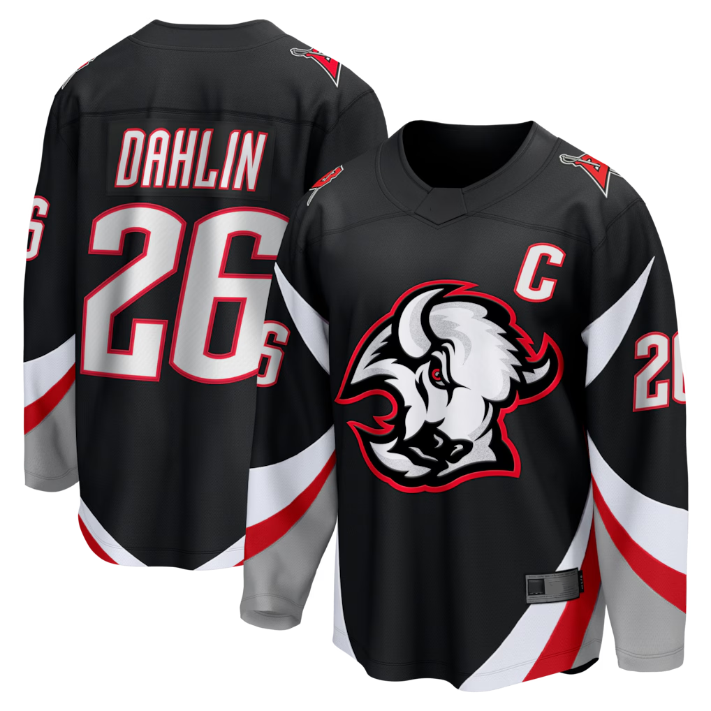 Cooneas B.Sabres #26 Rasmus Dahlin Black Alternate Captain Patch Breakaway Stitched Jerseys