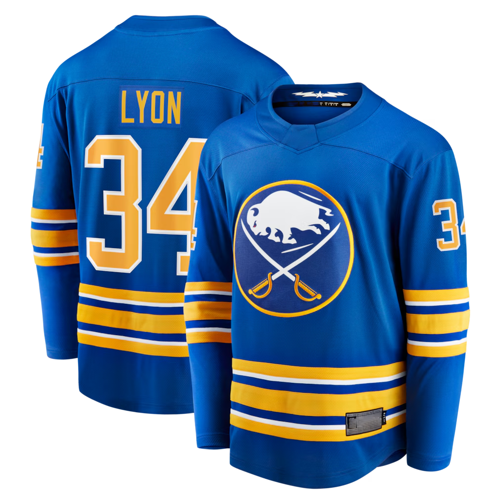 Cooneas B.Sabres #34 Alex Lyon Royal Home Breakaway Stitched Jerseys