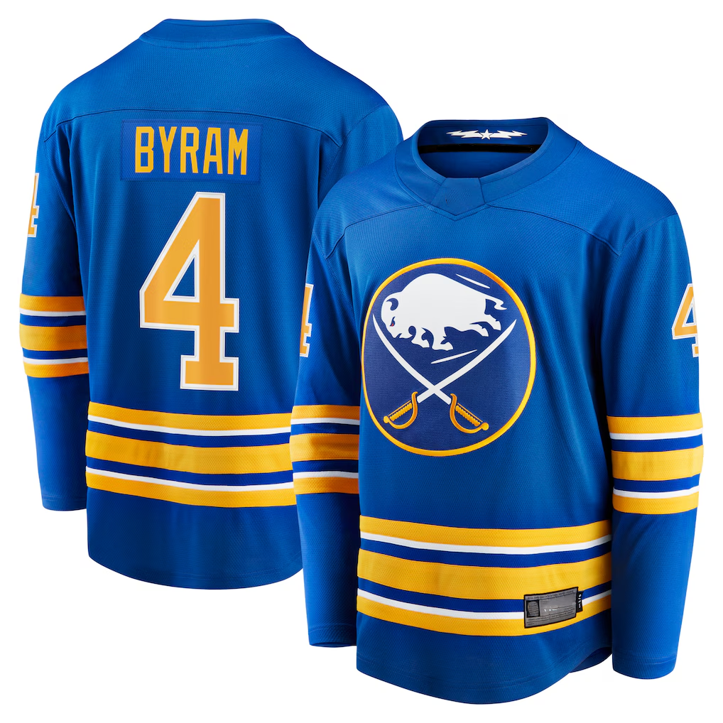 Cooneas B.Sabres #4 Bowen Byram Royal Home Breakaway Stitched Jerseys