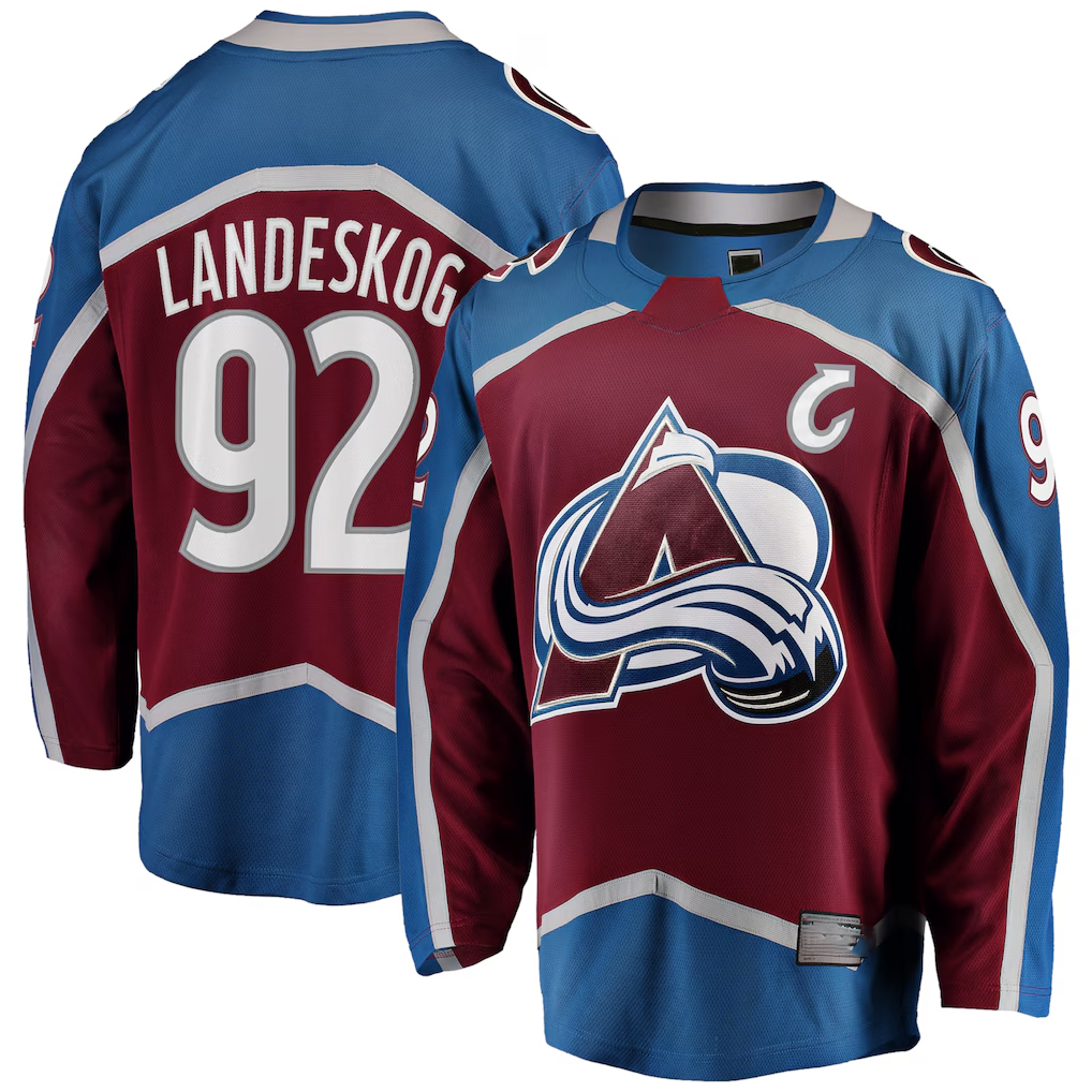 Cooneas C.Avalanche #92 Gabriel Landeskog Burgundy Captain Patch Home Breakaway Jerseys