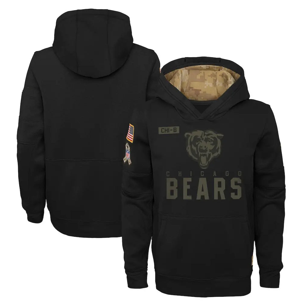 Cooneas C.Bears Black Salute to Service Pullover Hoodies Limited Home Blank Player Stitched Jerseys