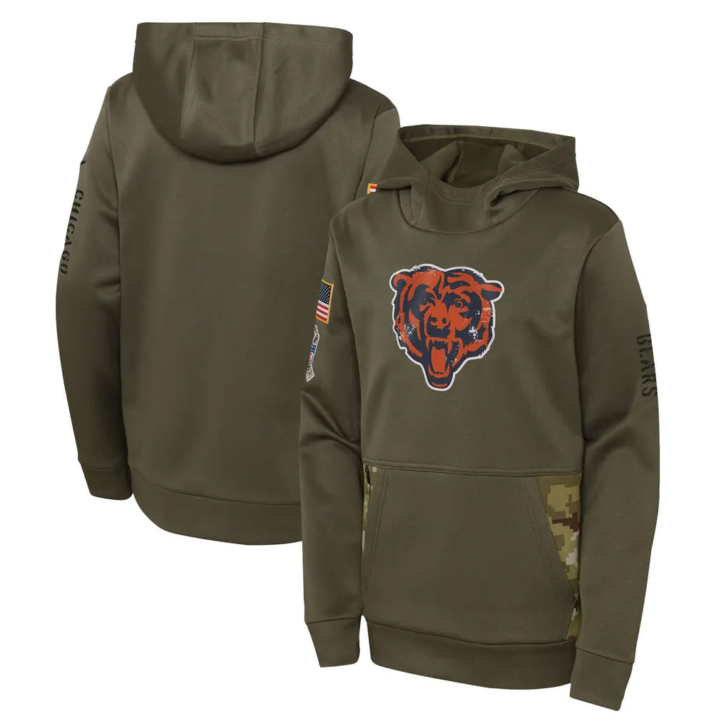 Cooneas C.Bears Olive Salute to Service Pullover Hoodies Limited Blank Player Stitched Jerseys