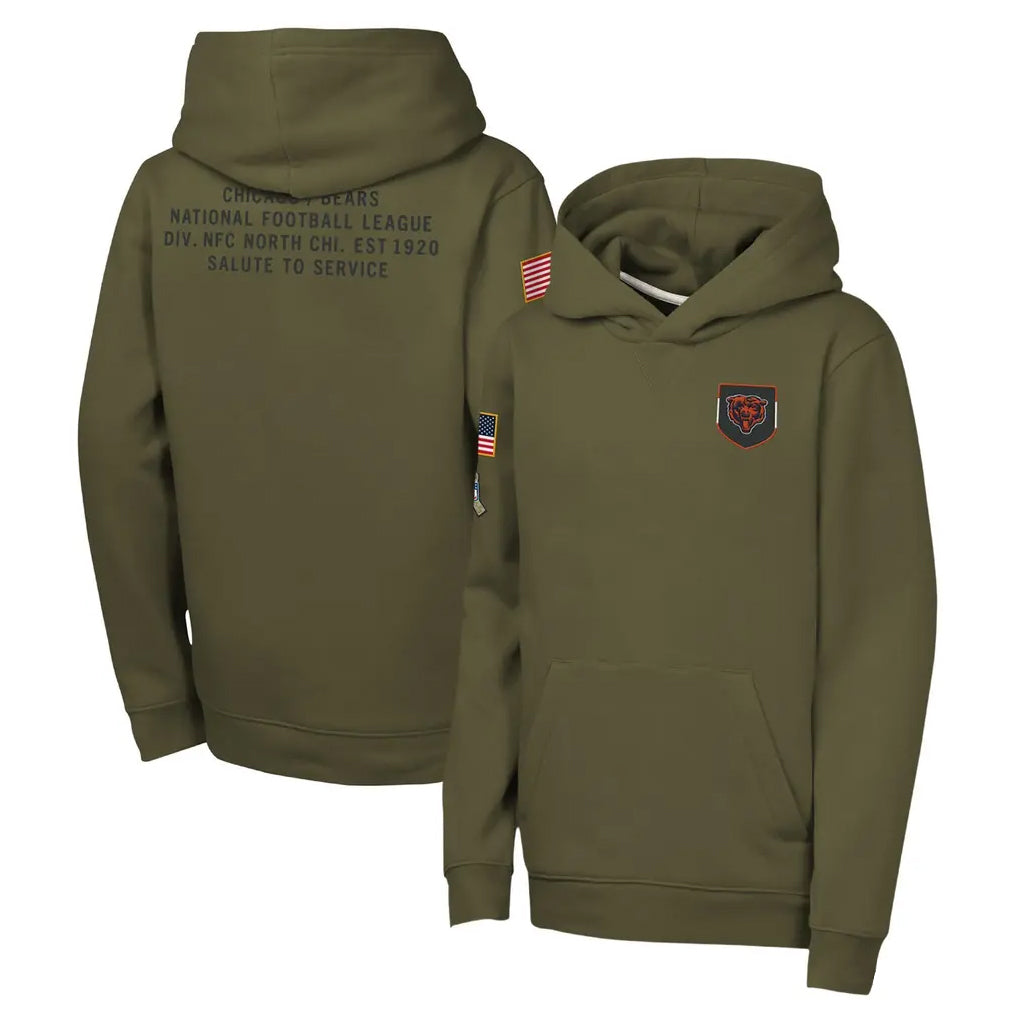 Cooneas C.Bears Olive Salute to Service Pullover Hoodies Limited Game Blank Player Stitched Jerseys