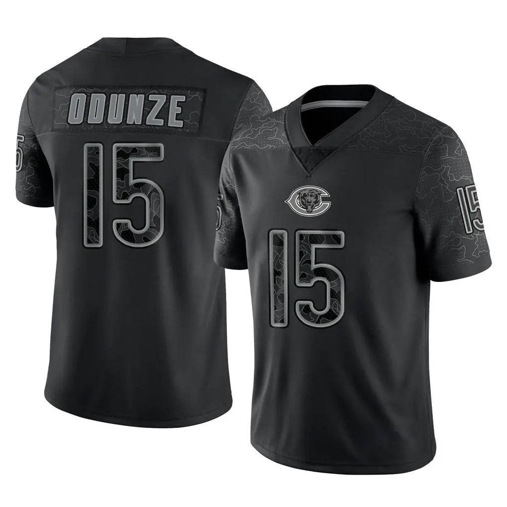 Cooneas C.Bears #15 Rome Odunze Player Black REFLECTIVE Limited Game Stitched Jerseys