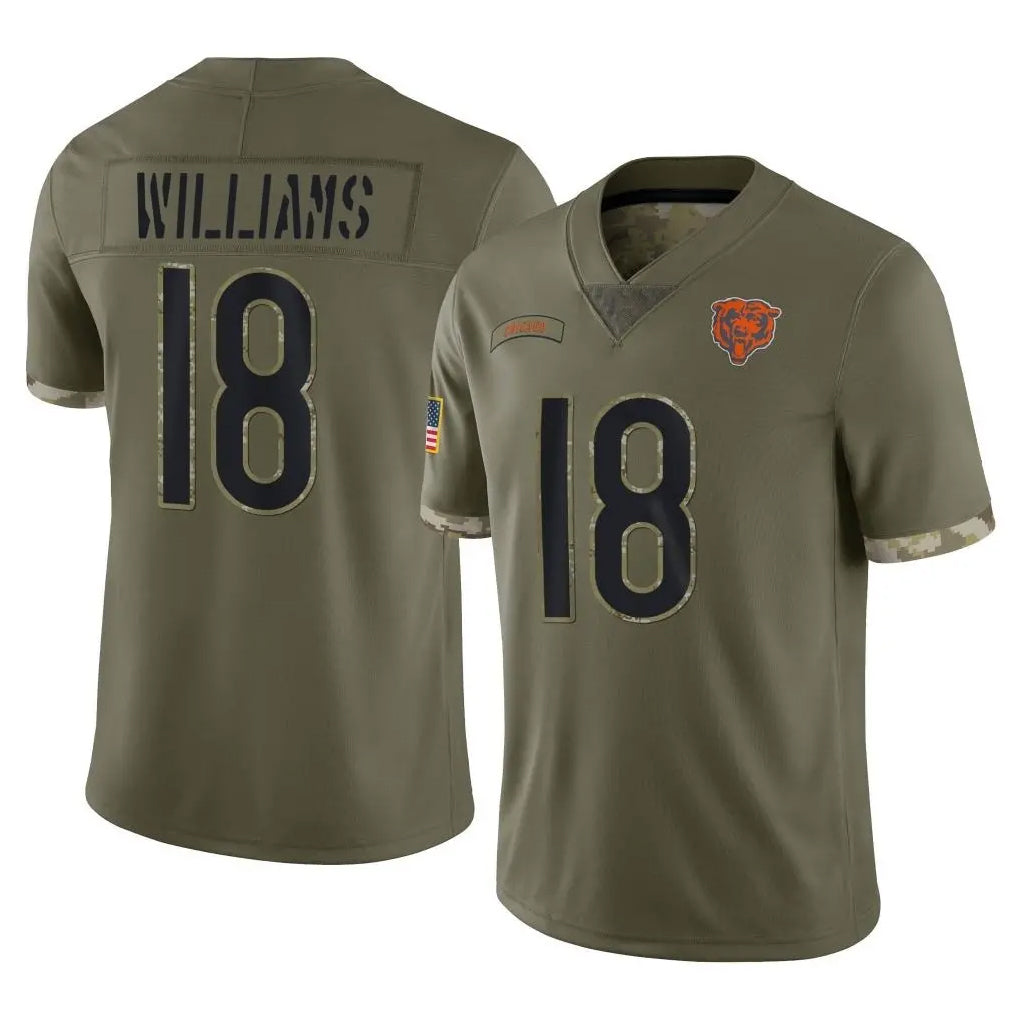 Cooneas C.Bears #18 Caleb Williams Player Olive Salute to Service Limited Game Stitched Jerseys
