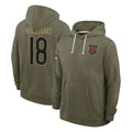 Cooneas C.Bears #18 Caleb Williams Player Olive Salute to Service Pullover Hoodies Limited Stitched Jerseys