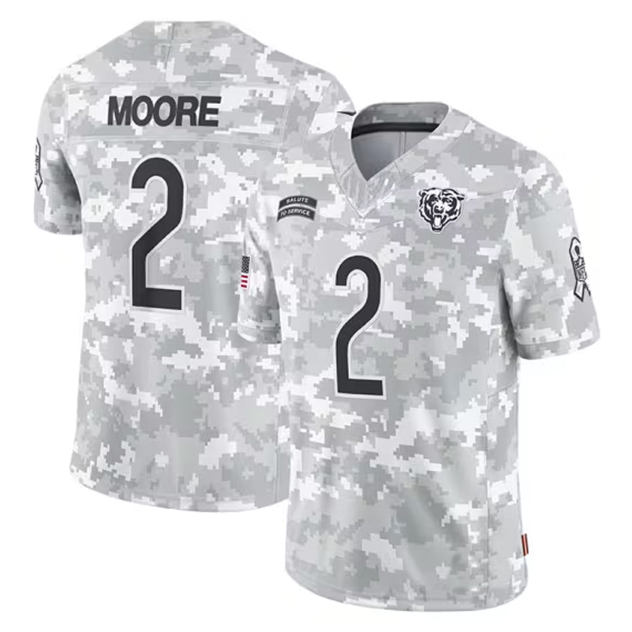 Cooneas C.Bears #2 D.J. Moore Player White Arctic Camo Salute to Service Limited Stitched Jerseys
