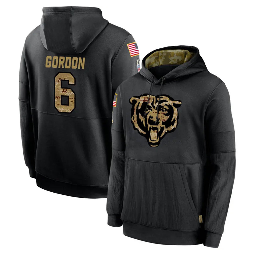 Cooneas C.Bears #6 Kyler Gordon Player Black Salute to Service Pullover Hoodies Limited Stitched Jerseys