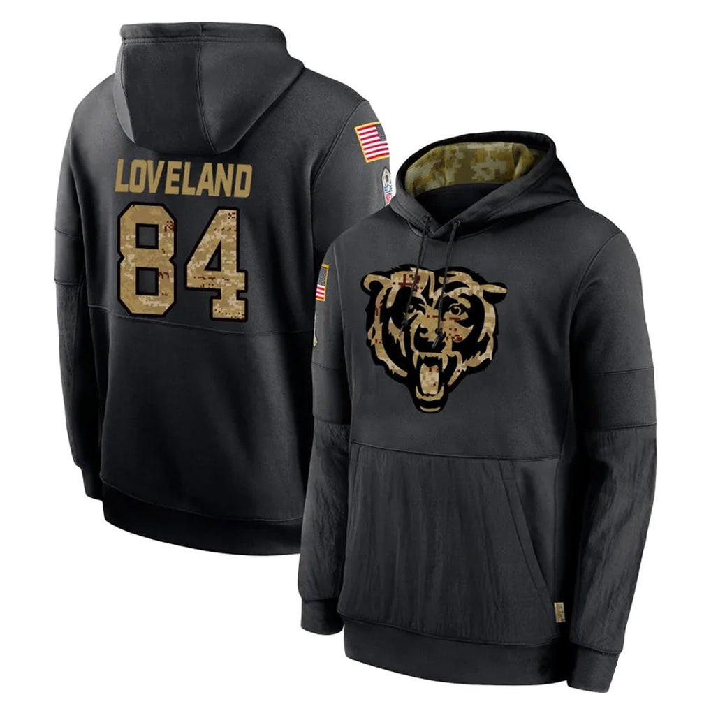 Cooneas C.Bears #84 Colston Loveland Player Black Salute to Service Pullover Hoodies Limited Stitched Jerseys