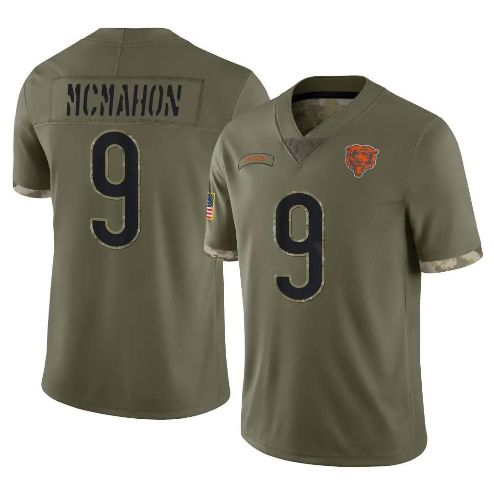 Cooneas C.Bears #9 Jim McMahon Player Olive Salute to Service Limited Game Stitched Jerseys