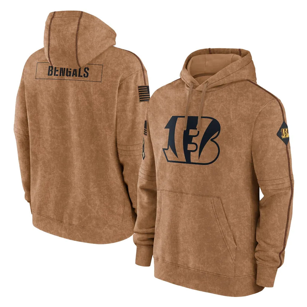 Cooneas C.Bengals Brown Salute to Service Pullover Hoodie Limited Blank Player Stitched Jerseys