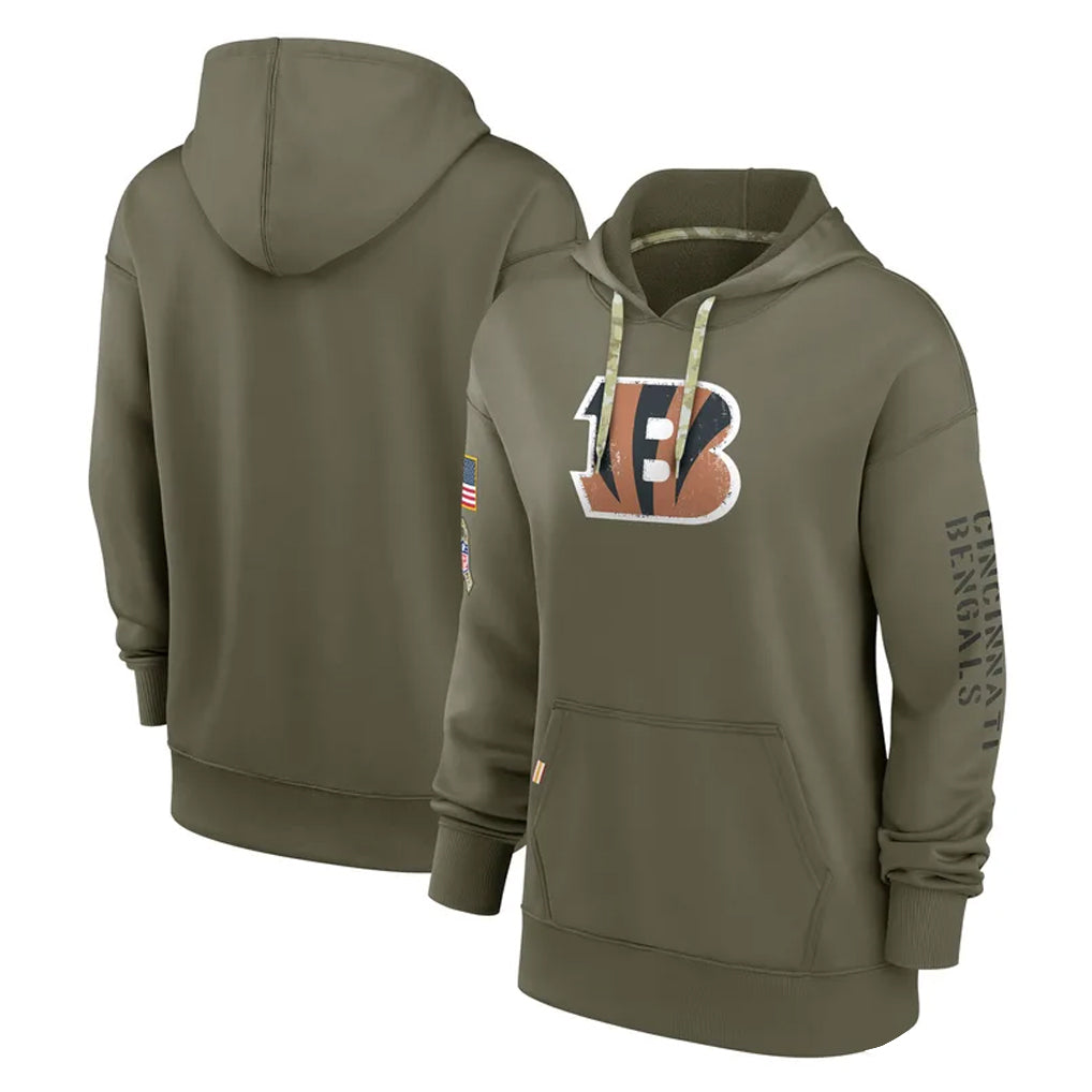 Cooneas C.Bengals Olive Salute to Service Performance Pullover Hoodie Limited Blank Player Stitched Jerseys