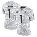 Cooneas C.Bengals #1 Ja'Marr Chase Player Arctic Camo Salute to Service Limited Stitched Jerseys
