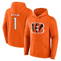 Cooneas C.Bengals #1 Ja'Marr Chase Player Orange Salute to Service Pullover Hoodie Limited Stitched Jerseys