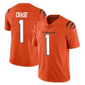 Cooneas C.Bengals #1 Ja'Marr Chase Player Orange Vapor Untouchable Limited Home Game Stitched Jerseys