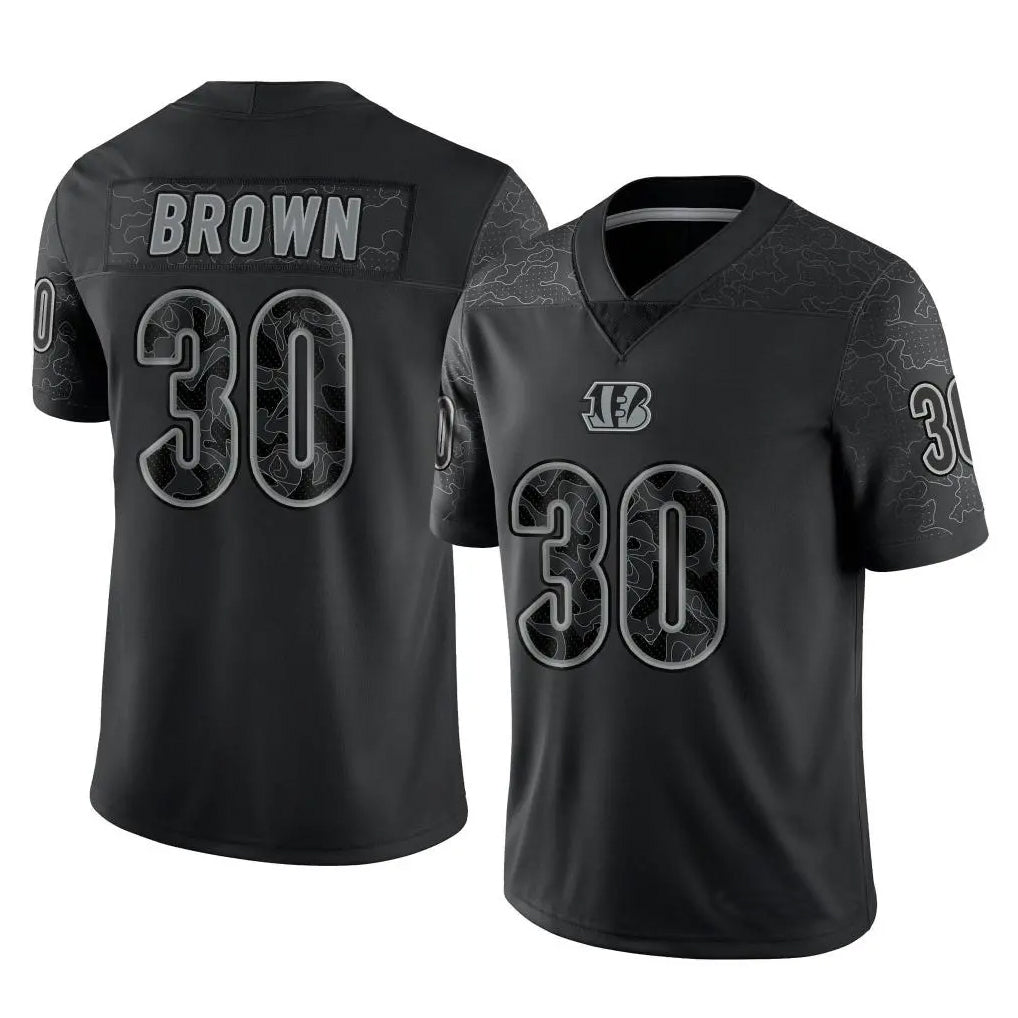 Cooneas C.Bengals #30 Chase Brown Player Black RFLCTV Limited  Stitched Jerseys