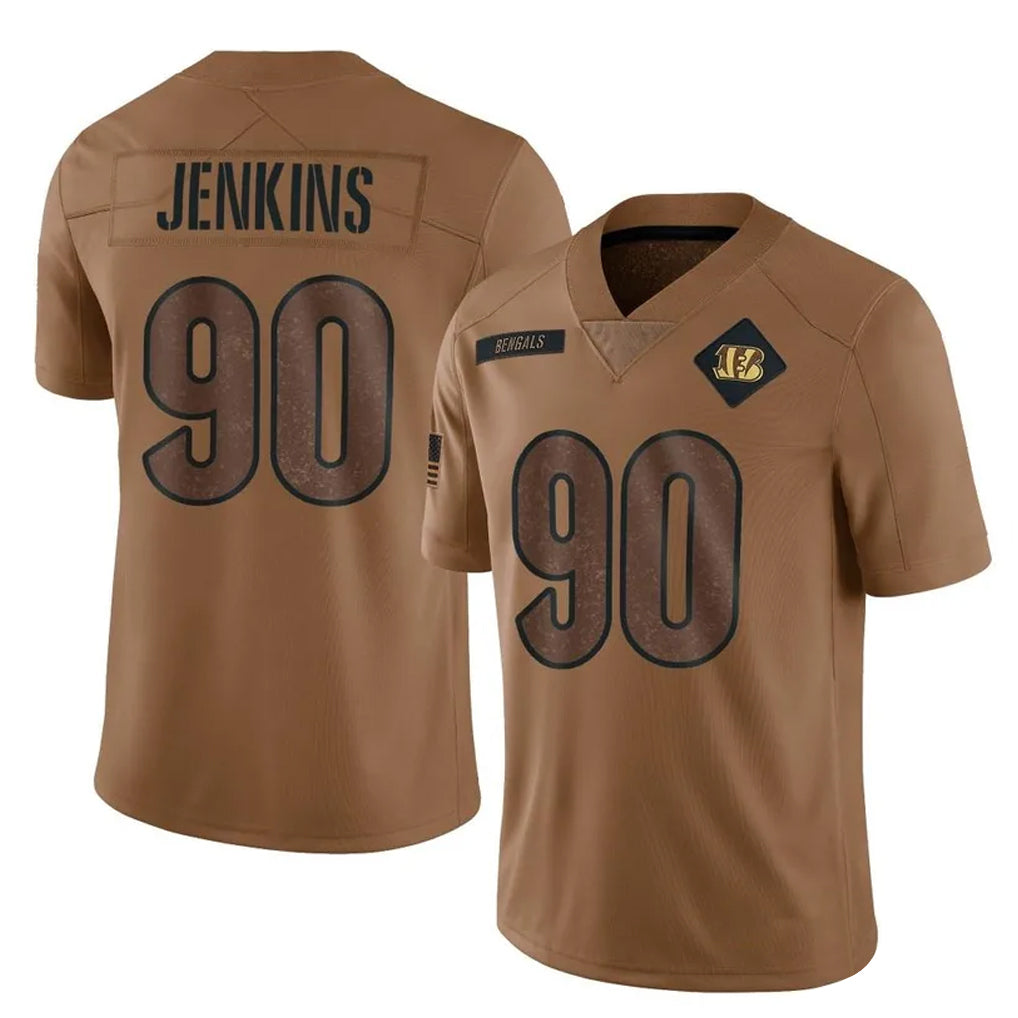 Cooneas C.Bengals #90 Kris Jenkins Jr Player Brown Salute to Service Limited Stitched Jerseys