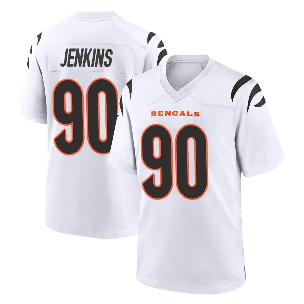 Cooneas C.Bengals #90 Kris Jenkins Jr Player White Home Game Stitched Jerseys