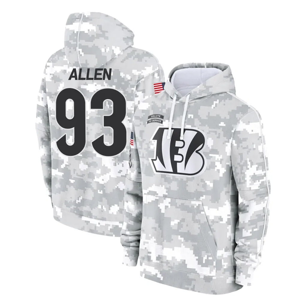 Cooneas C.Bengals #93 Jonathan Allen Player Arctic Camo Salute to Service Pullover Hoodie Limited Stitched Jerseys