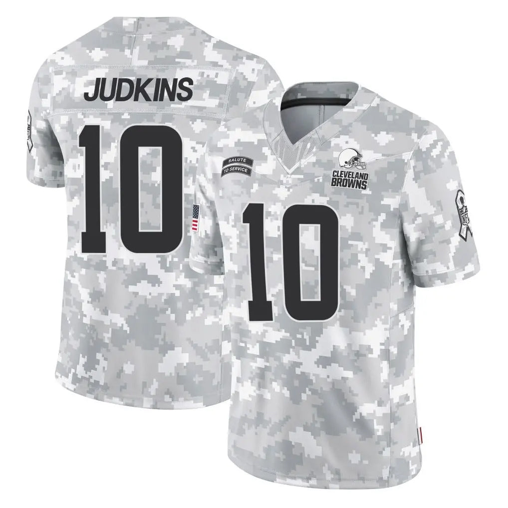 Cooneas C.Browns #10 Quinshon Judkins Player Arctic Camo Salute to Service Limited Home Game Stitched Jerseys