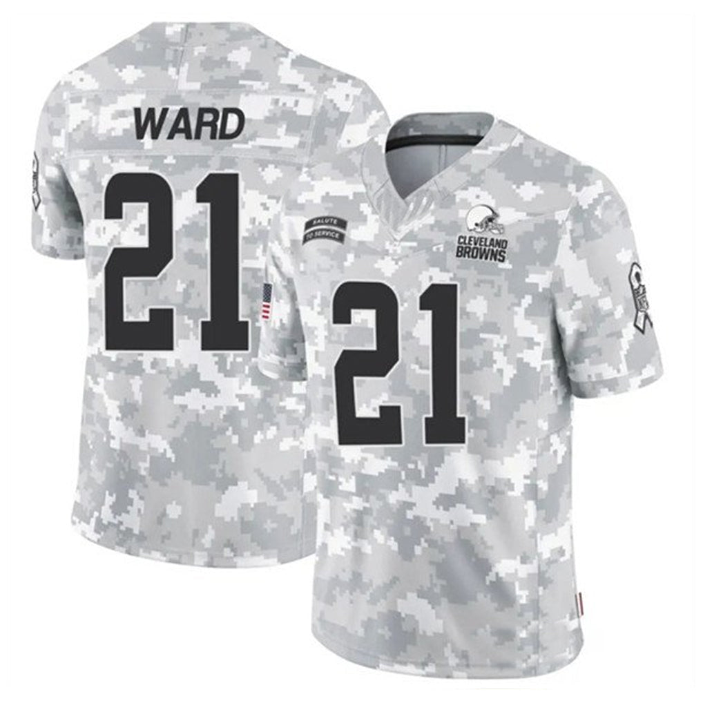 Cooneas C.Browns #21 Denzel Ward Player Arctic Camo Salute to Service Limited Football Jerseys