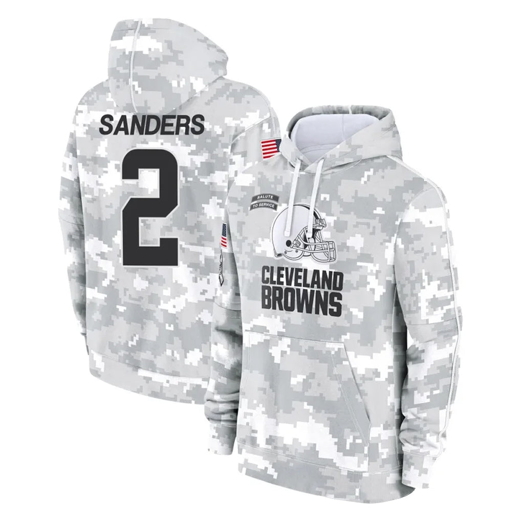 Cooneas C.Browns #2 Shedeur Sanders Player Arctic Camo Salute to Service Hoodies Limited Game Stitched Jerseys
