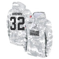 Cooneas C.Browns #32 Jim Brown Player Arctic Camo Salute to Service Hoodies Limited Game Stitched Jerseys