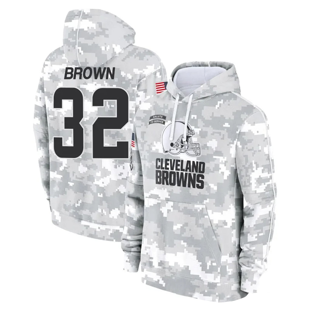 Cooneas C.Browns #32 Jim Brown Player Arctic Camo Salute to Service Hoodies Limited Game Stitched Jerseys