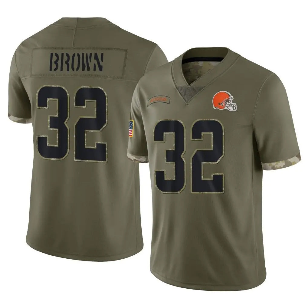 Cooneas C.Browns #32 Jim Brown Player Olive Salute to Service Limited Game Stitched Jerseys