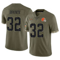 Cooneas C.Browns #32 Jim Brown Player Olive Salute to Service Limited Game Stitched Jerseys