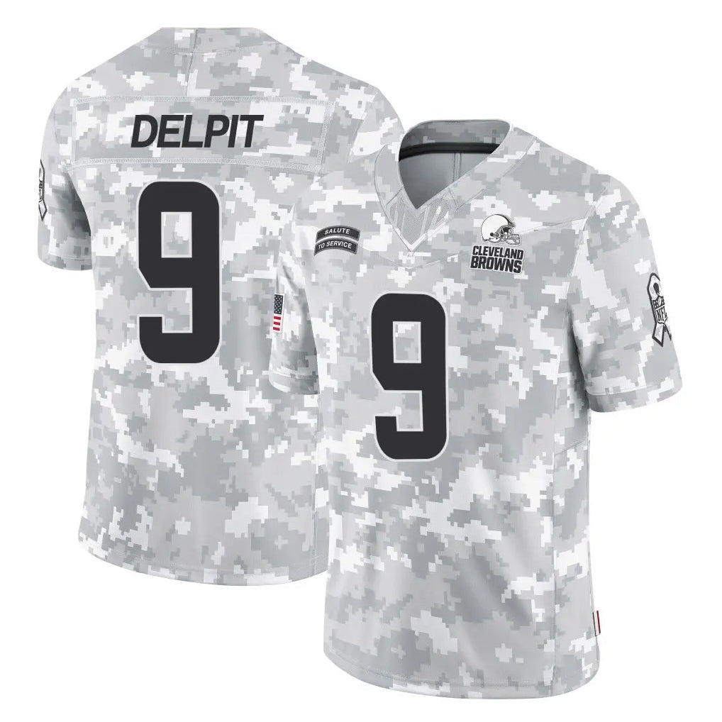 Cooneas C.Browns #9 Grant Delpit Player Arctic Camo Salute to Service Limited Home Game Stitched Jerseys