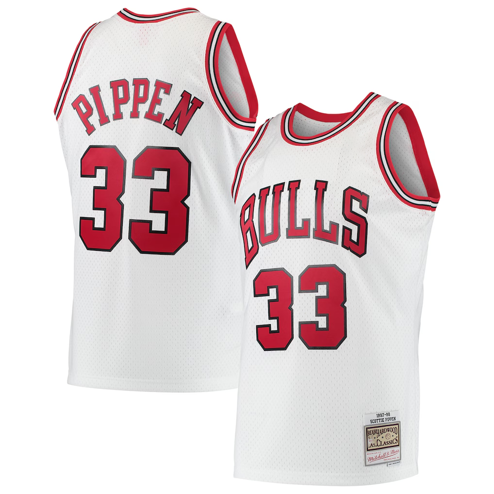 Cooneas C.Bulls #33 Scottie Pippen Mitchell & Ness White Hardwood Classics Swingman Jerseys