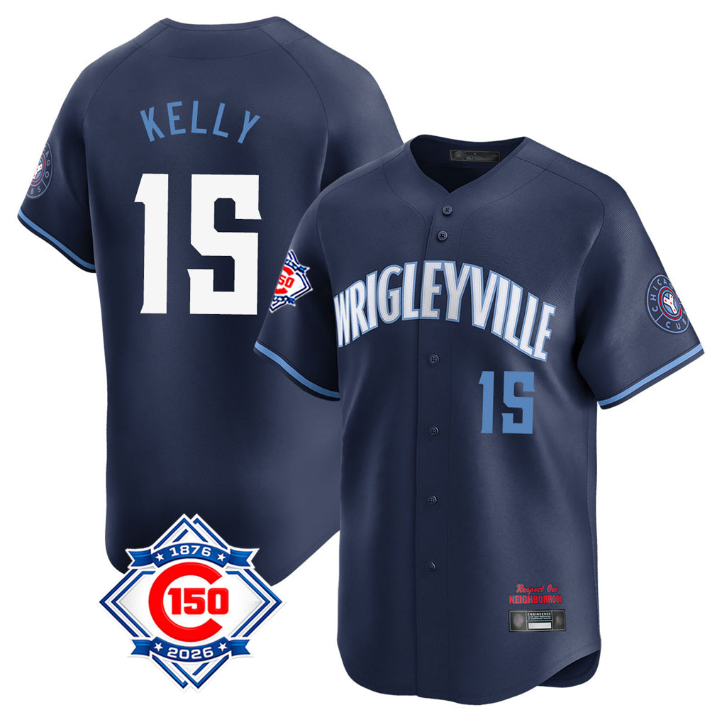 Cooneas C.Cubs #15 Carson Kelly Player Navy City Connect 150th Anniversary Limited Home Stitched Jerseys