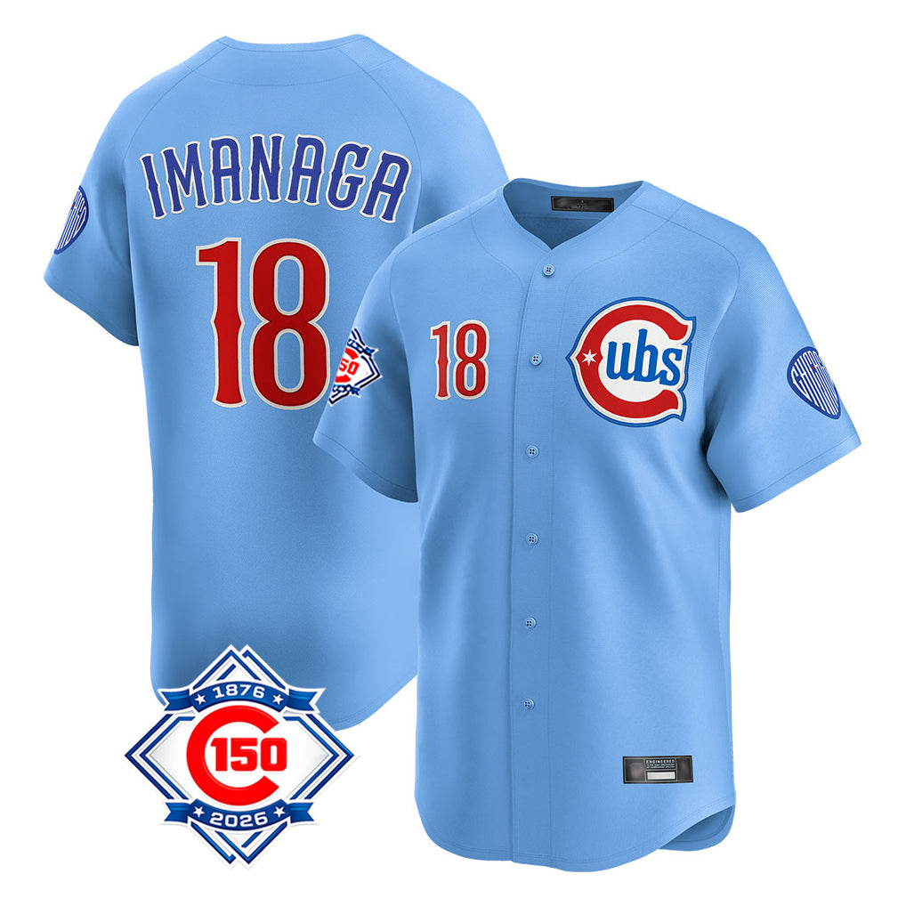 Cooneas C.Cubs #18 Shota Imanaga Player Light Blue 150th Anniversary Limited Home Stitched Jerseys