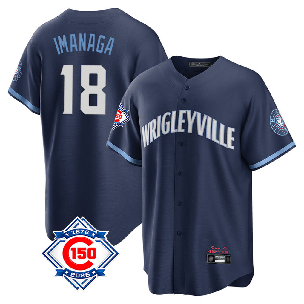 Cooneas C.Cubs #18 Shota Imanaga Player Navy 150th Anniversary City Connect Home Game Stitched Jerseys