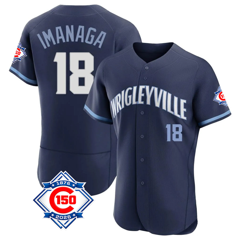 Cooneas C.Cubs #18 Shota Imanaga Player Navy City Connect 150th Anniversary Limited Elite Home Stitched Jerseys