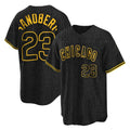 Cooneas C.Cubs #23 Ryne Sandberg Player Black Snake Skin City Game Stitched Jerseys