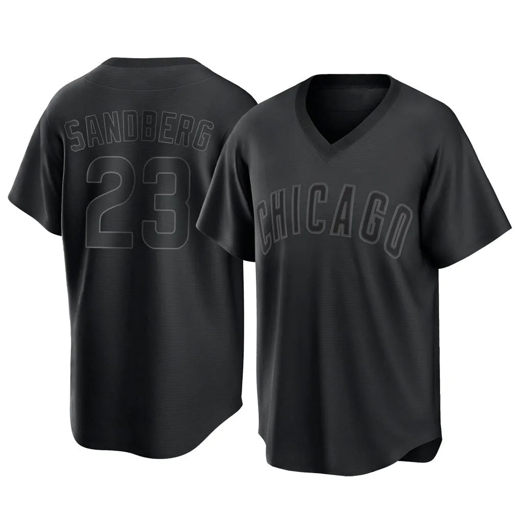Cooneas C.Cubs #23 Ryne Sandberg Player Black T-shirt Home Game Stitched Jerseys