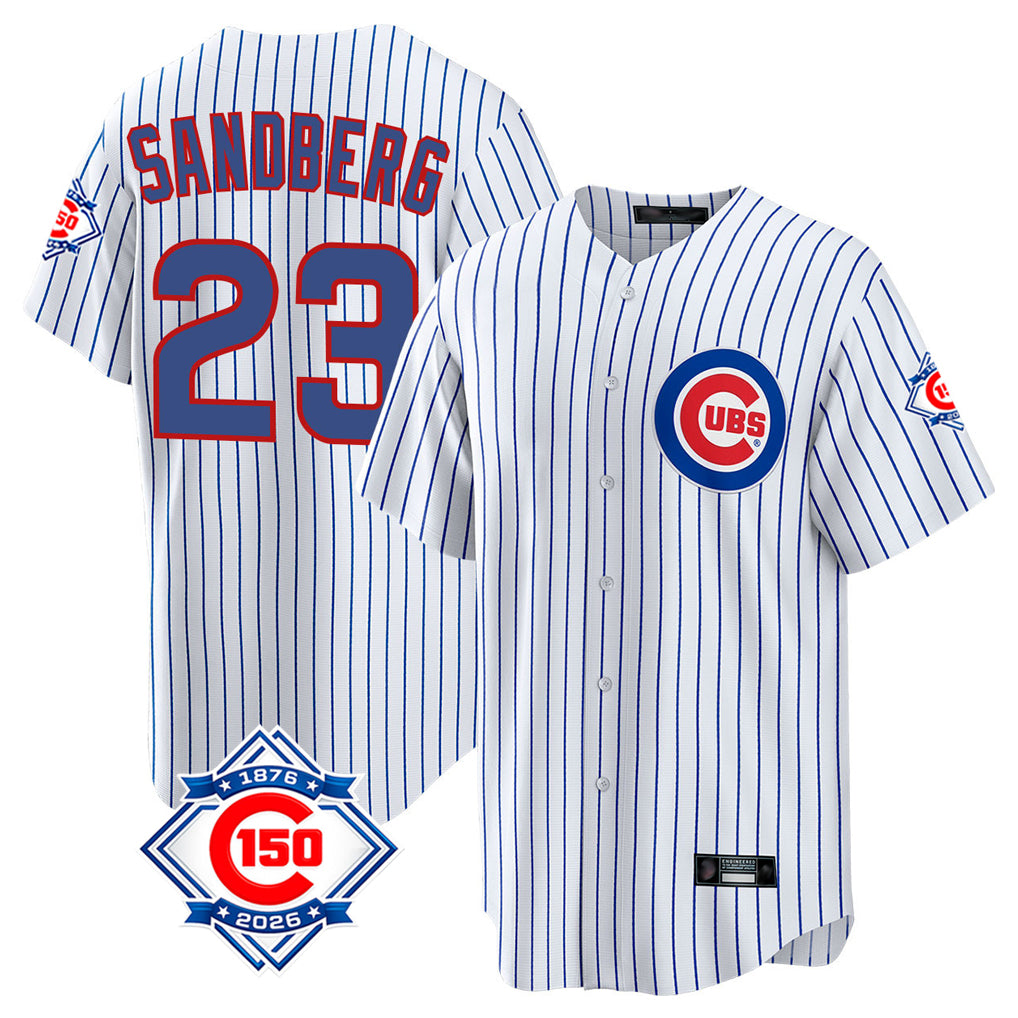 Cooneas C.Cubs #23 Ryne Sandberg Player White 150th Anniversary Home Game Stitched Jerseys