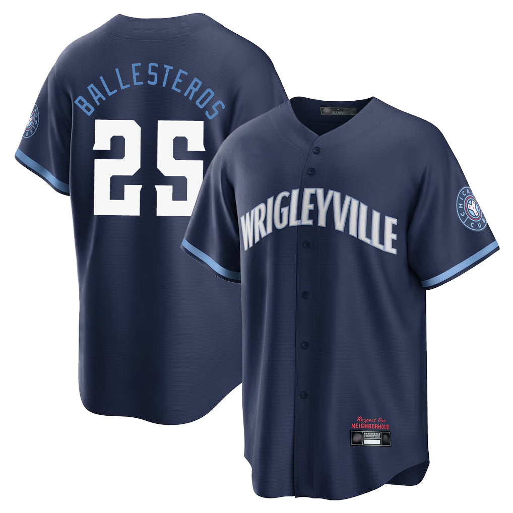 Cooneas C.Cubs #25 Mois¡§|s Ballesteros Player Navy City Connect Home Game Stitched Jerseys