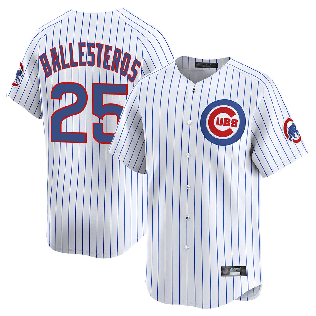 Cooneas C.Cubs #25 Mois¡§|s Ballesteros Player White Limited Home Game Stitched Jerseys