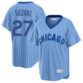 Cooneas C.Cubs #27 Seiya Suzuki Player Blue T-shirt Cooperstown Collection Limited Stitched Jerseys