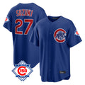 Cooneas C.Cubs #27 Seiya Suzuki Player Royal 150th Anniversary Home Game Stitched Jerseys