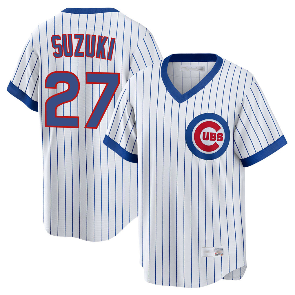 Cooneas C.Cubs #27 Seiya Suzuki Player White T-shirt Cooperstown Collection Limited Stitched Jerseys