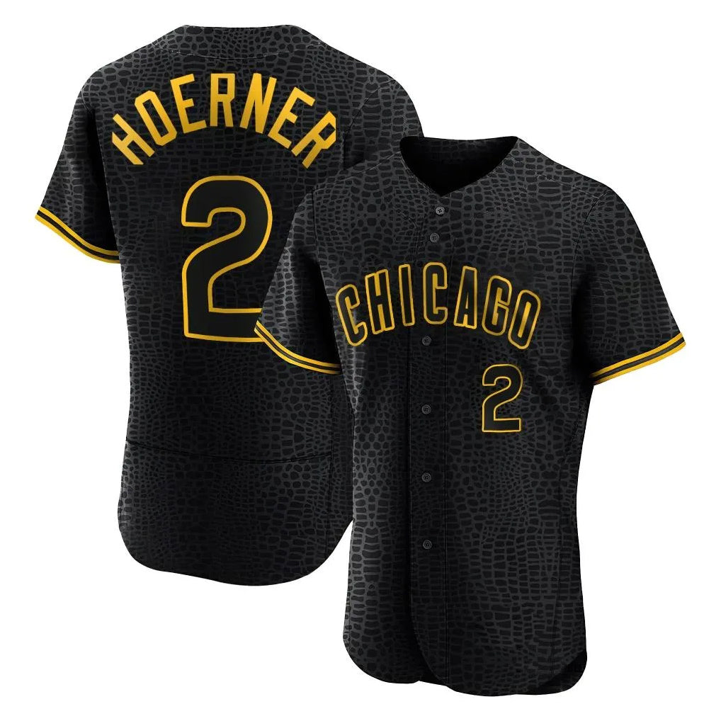Cooneas C.Cubs #2 Nico Hoerner Player Black Snake Skin City Limited Elite Home Game Stitched Jerseys