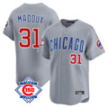 Cooneas C.Cubs #31 Greg Maddux Player Gray Road 150th Anniversary Limited Home Stitched Jerseys