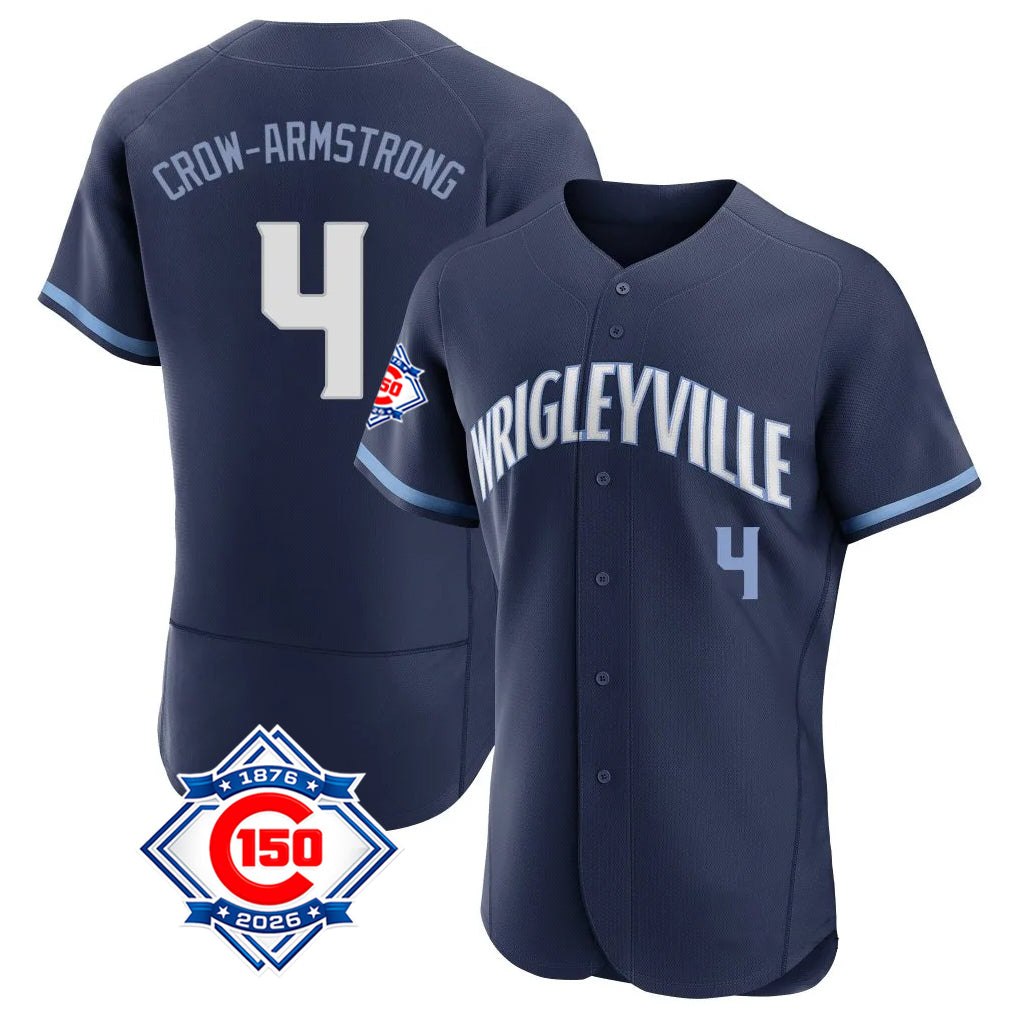 Cooneas C.Cubs #4 Pete Crow-Armstrong Player Navy City Connect 150th Anniversary Limited Elite Home Stitched Jerseys