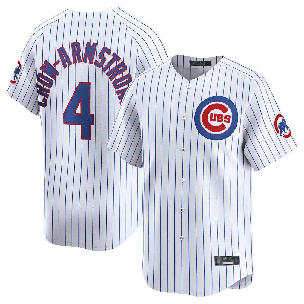 Cooneas C.Cubs #4 Pete Crow-Armstrong Player White Limited Home Game Stitched Jerseys