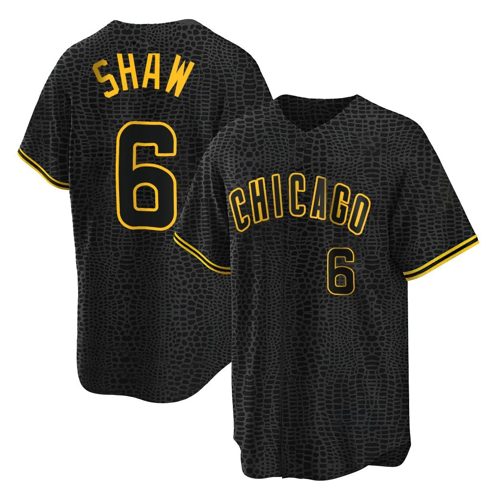 Cooneas C.Cubs #6 Matt Shaw Player Black Snake Skin City Game Stitched Jerseys