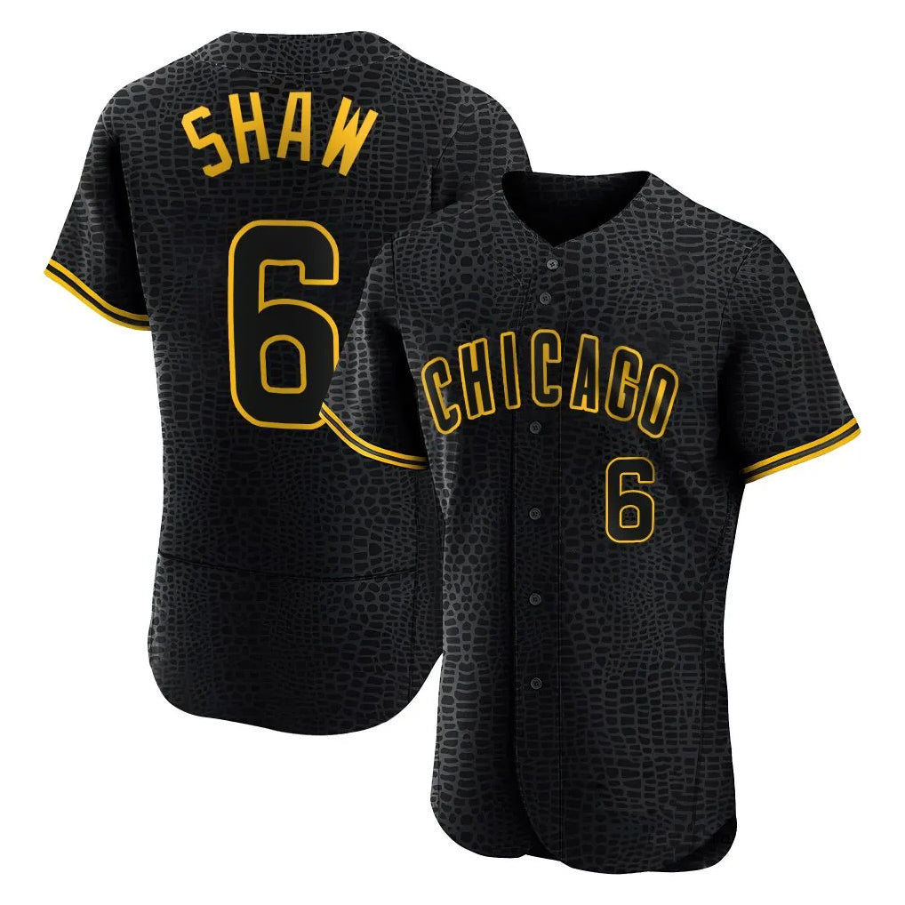 Cooneas C.Cubs #6 Matt Shaw Player Black Snake Skin City Limited Elite Home Game Stitched Jerseys